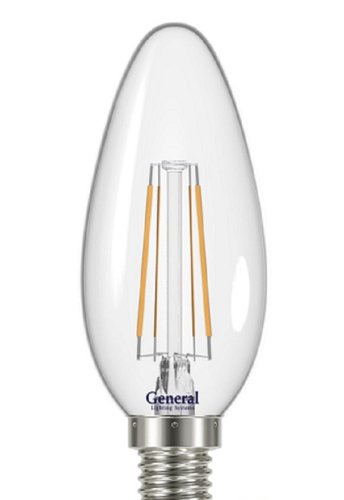 Лампа светодиодная филамент General Свеча CS-7 E14 220В 7Вт 4500К картинка 